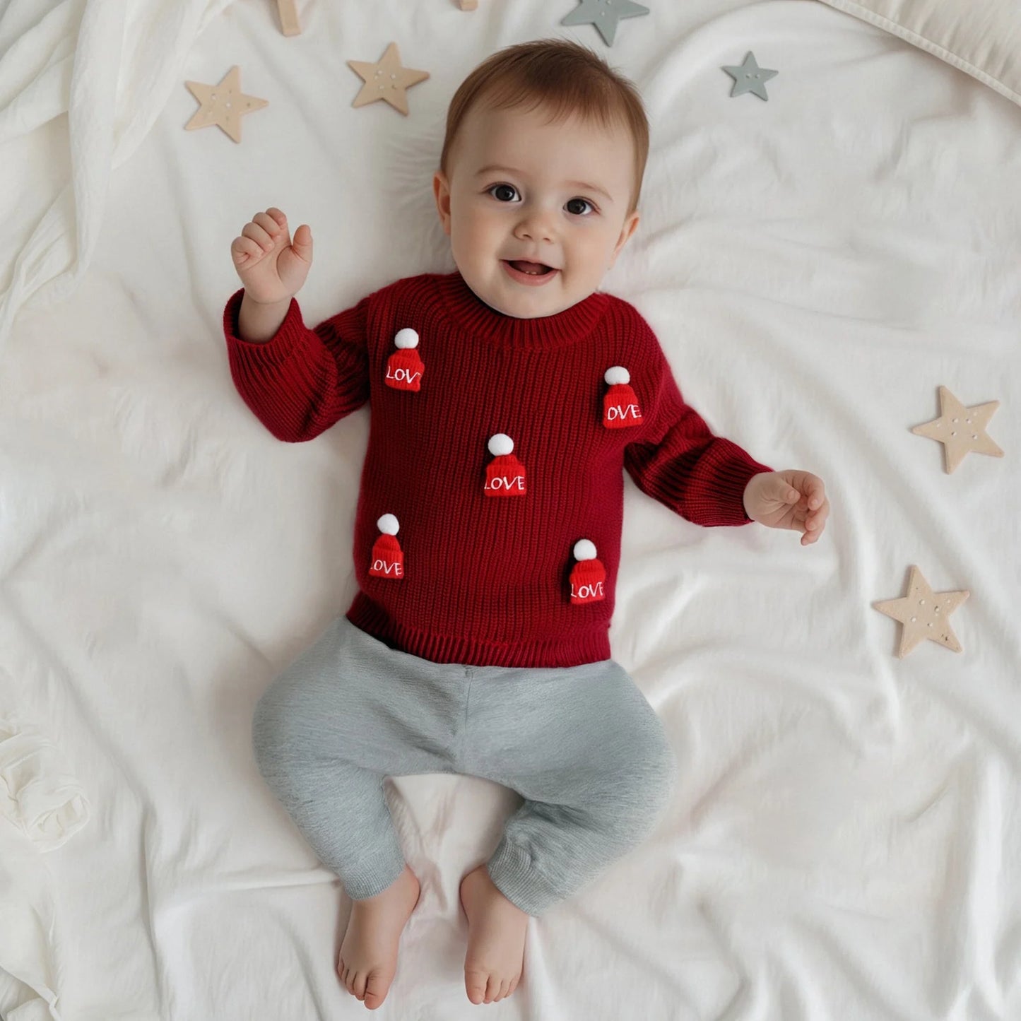 Kids Knit Sweater with 3D Beanie Detail – Cozy Crewneck Pullover (0 - 5 Years)
