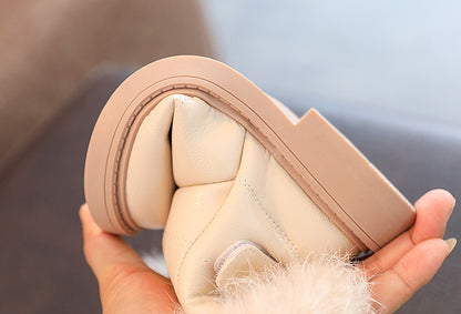 Girls' Faux Fur Trim Snow Boots – Warm Winter Ankle Boots for Toddlers & Little Girls