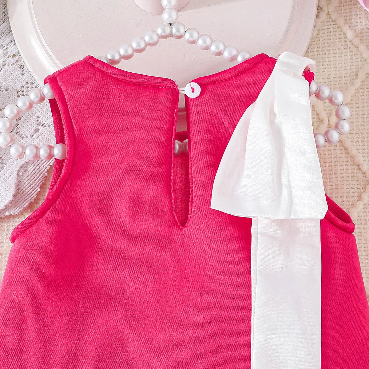 Flower-Shoulder A-Line Party Dress for Girls