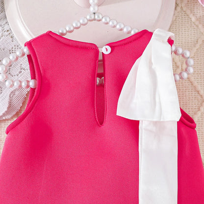 Flower-Shoulder A-Line Party Dress for Girls