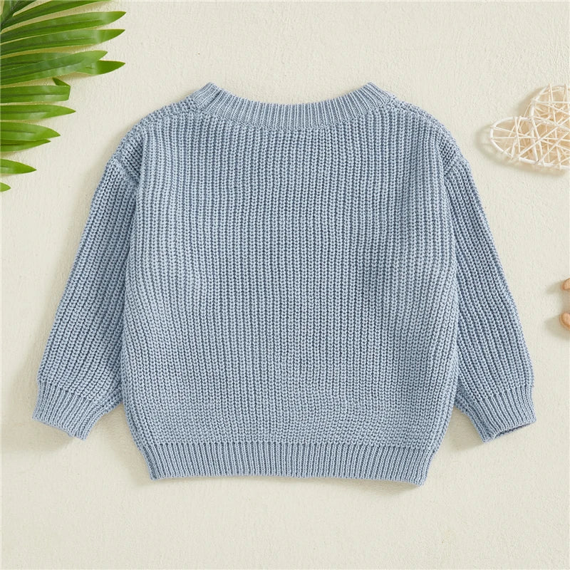 Classic Knit Baby Sweater – Soft Cotton Crewneck Pullover (0–5 Years)