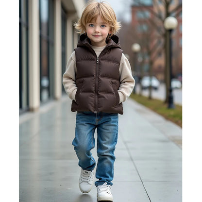 Kids Hooded Puffer Vest – Warm, Lightweight Winter Layer for Boys & Girls (Ages 4–8)