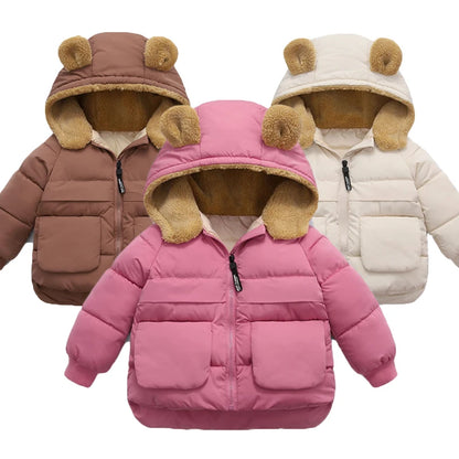 Faux-Fur Bear Hood Puffer Jacket for Kids