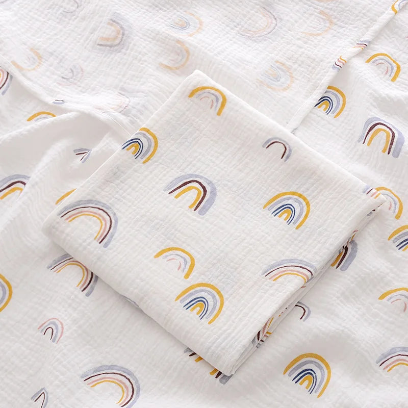 Playful Heart & Animal Print Cotton Muslin Baby Blanket