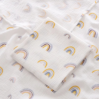 Playful Heart & Animal Print Cotton Muslin Baby Blanket