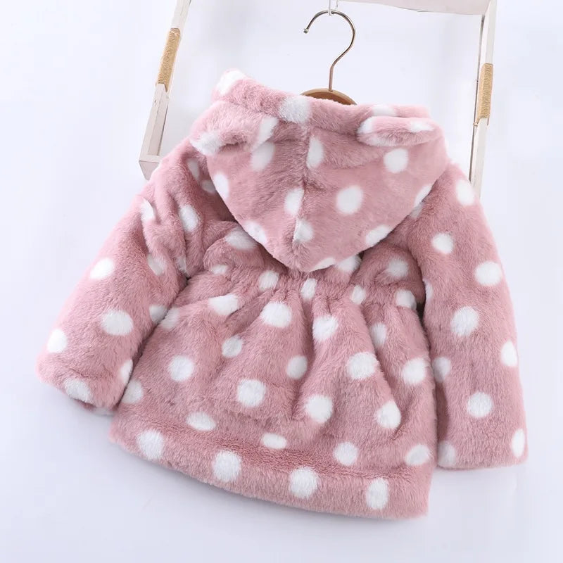 Baby Girls Sherpa Hooded Winter Coat with Pockets – Soft Plush Zip-Up Jacket