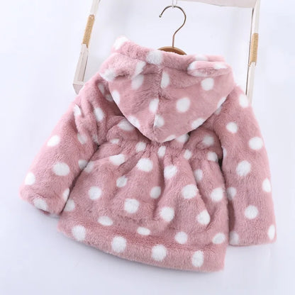 Baby Girls Sherpa Hooded Winter Coat with Pockets – Soft Plush Zip-Up Jacket