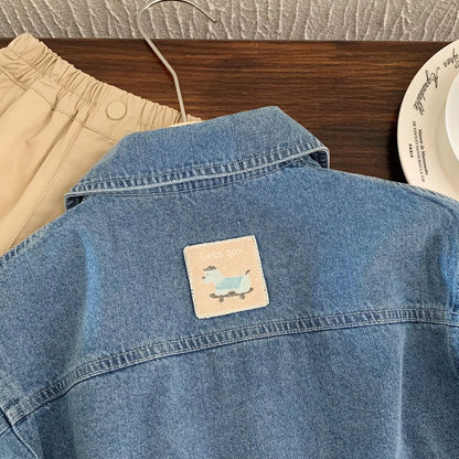Kids Korean-Style Denim Jacket – Lightweight Spring & Fall Zip Jacket (Ages 2–7)