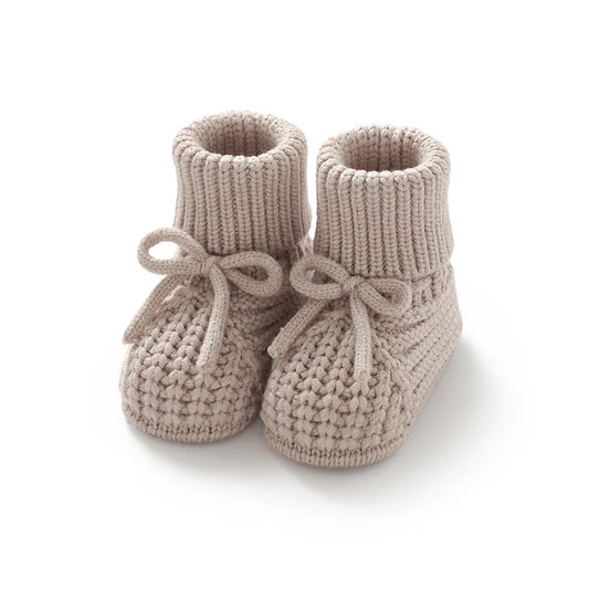 Knitted Newborn Baby Booties – Soft & Cozy First Shoes (0–3 Months)