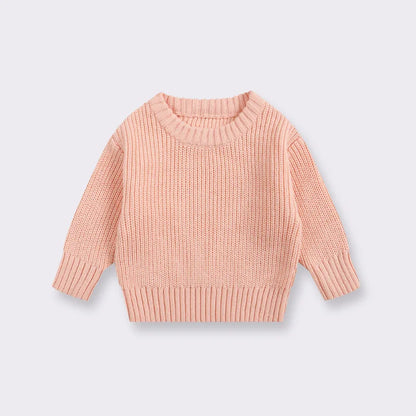 Chunky Ribbed Crewneck Cotton Sweater for Babies & Kids