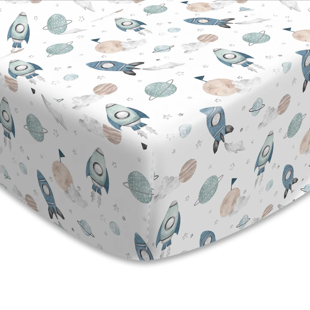 Woodland Adventure & Teddy Bear Print Fitted Crib Sheet