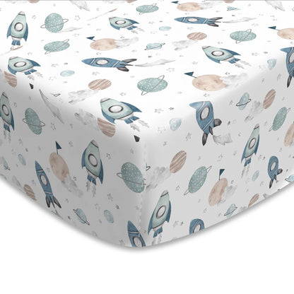 Woodland Adventure & Teddy Bear Print Fitted Crib Sheet