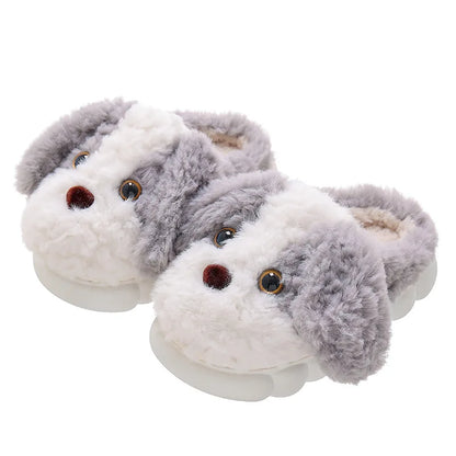 Plush Puppy Indoor Slippers for Toddlers & Kids – Warm, Non-Slip House Shoes