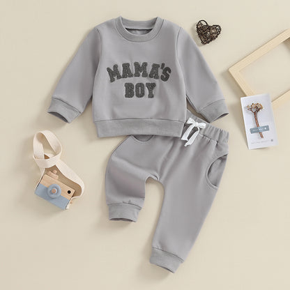 “Mama’s Boy” Baby Sweatshirt & Jogger Set – Cozy Two-Piece Outfit (0–3 Years)