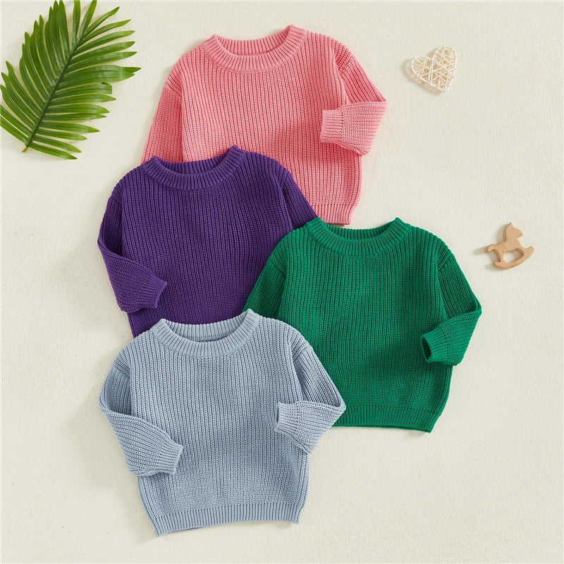 Classic Knit Baby Sweater – Soft Cotton Crewneck Pullover (0–5 Years)