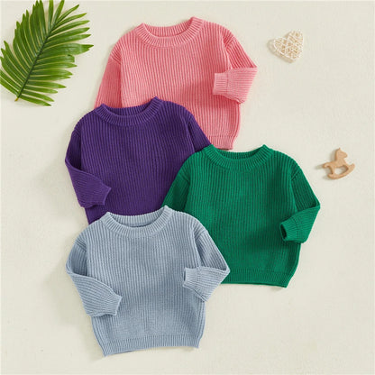Classic Knit Baby Sweater – Soft Cotton Crewneck Pullover (0–5 Years)