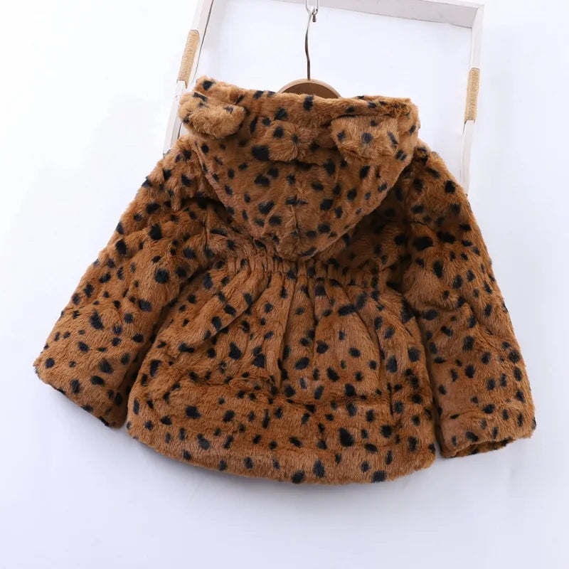 Baby Girls Sherpa Hooded Winter Coat with Pockets – Soft Plush Zip-Up Jacket