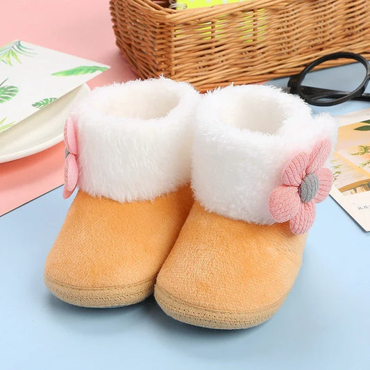 Plush Winter Baby Booties with Pom-Pom – Soft, Warm First Walker Shoes