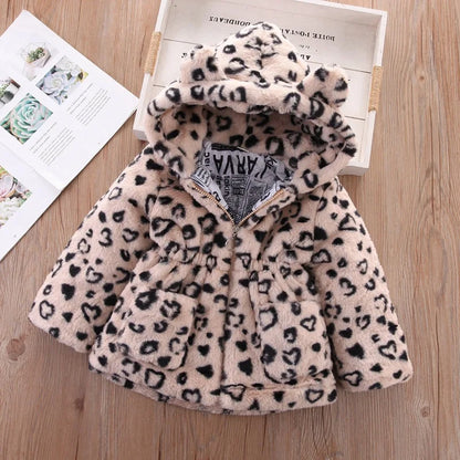 Baby Girls Sherpa Hooded Winter Coat with Pockets – Soft Plush Zip-Up Jacket
