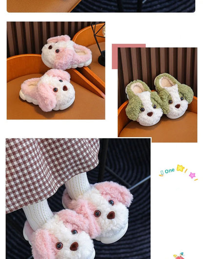 Plush Puppy Indoor Slippers for Toddlers & Kids – Warm, Non-Slip House Shoes