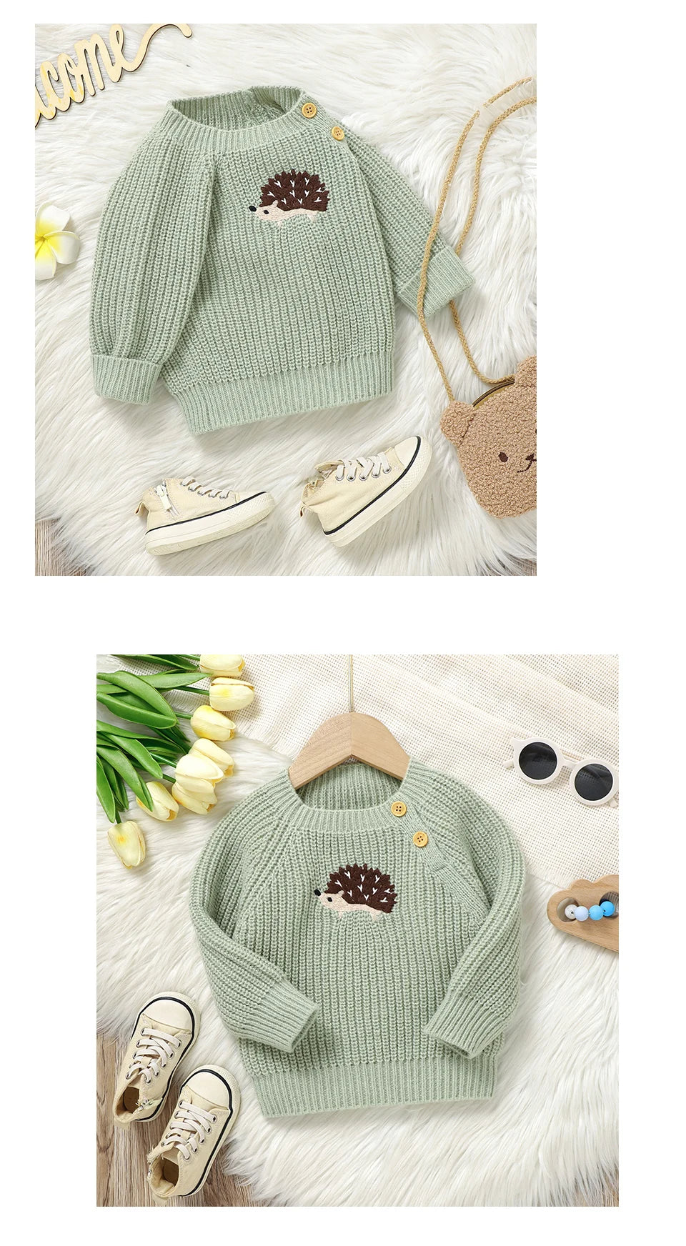 Cable-Knit Baby & Toddler Sweater – Soft Winter Pullover with Crew Neck (6 Months–3 Years)