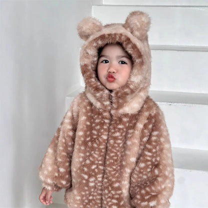 Bear Ear Hooded Plush Jacket & Cozy Winter Separates for Kids