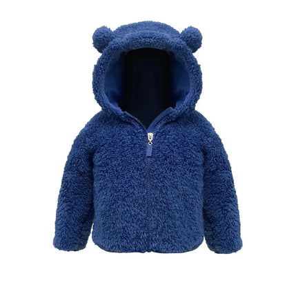 Bear-Ear Zip Teddy Fleece Hooded Jacket for Boys