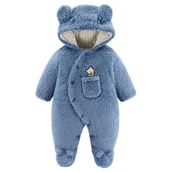 Bear Ear Plush Hooded Footie Romper for Babies