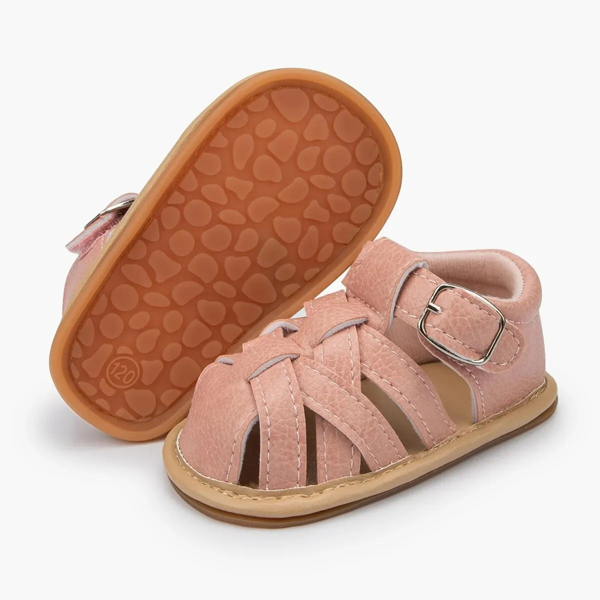 Woven Leather Fisherman Sandals with Buckle for Babies