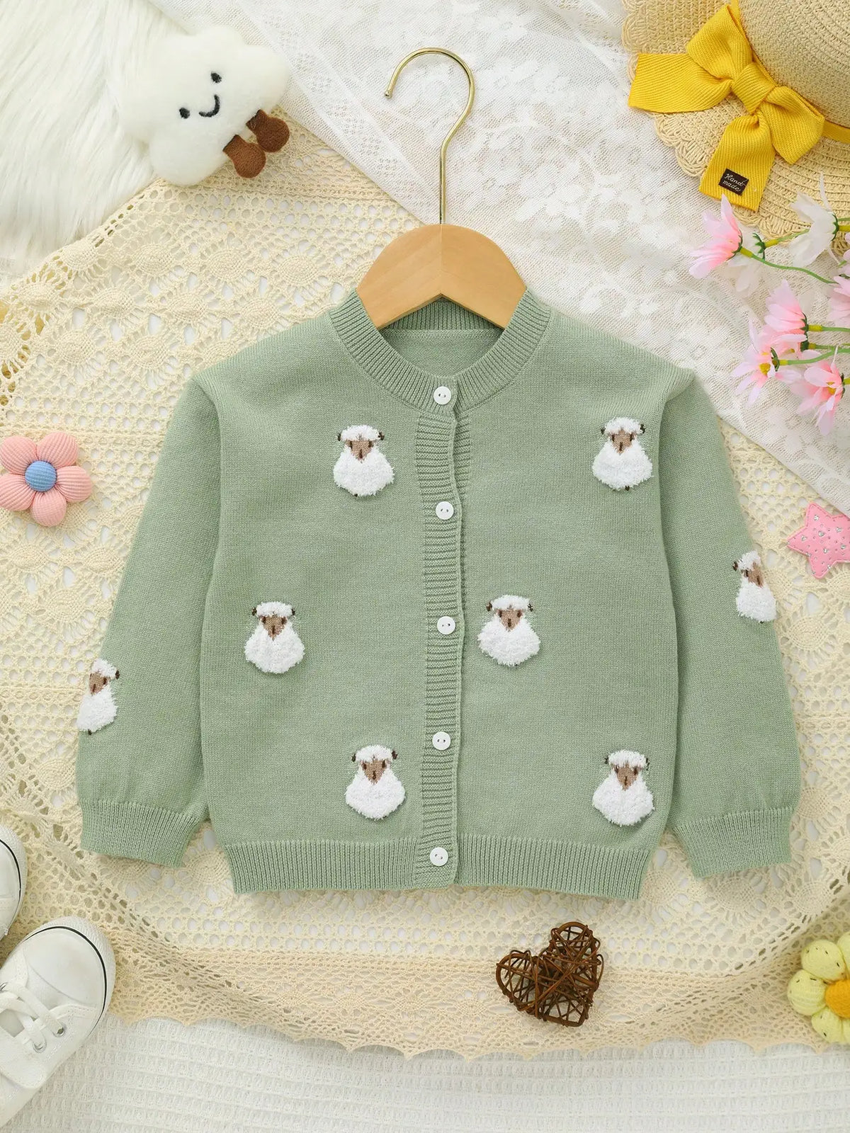 Fluffy Little Sheep Knit Cardigan for Baby Girls