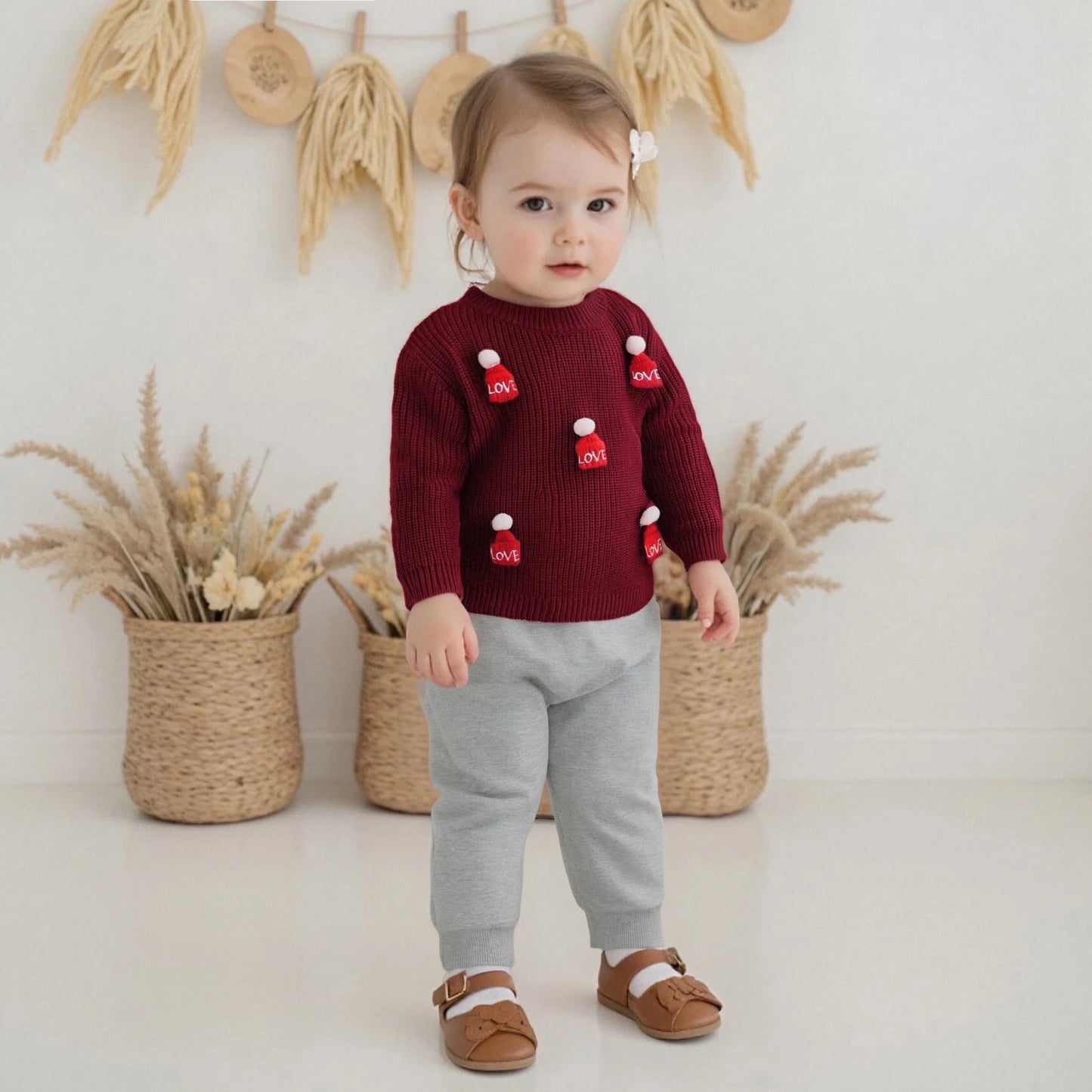 Kids Knit Sweater with 3D Beanie Detail – Cozy Crewneck Pullover (0 - 5 Years)