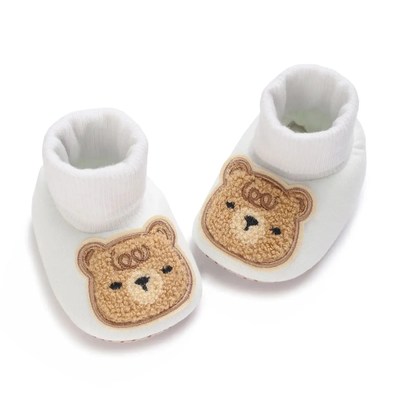 Baby Winter Moccasin Socks – Soft First Walker Booties with Teddy Bear Detail (0–12 Months)
