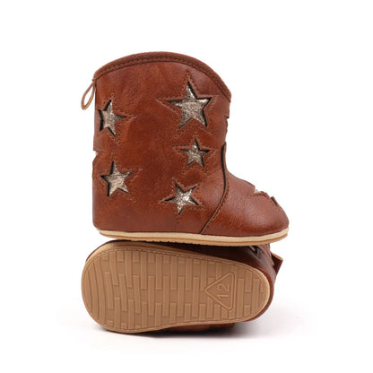 Silver Star Western Baby Ankle Boots with Soft Cotton Lining