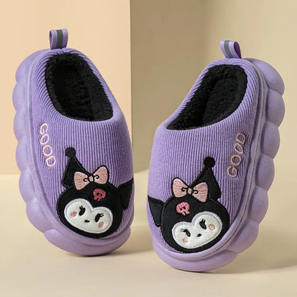 Plush Cartoon Indoor Slippers for Kids – Warm, Non-Slip House Shoes for Toddlers & Little Kids