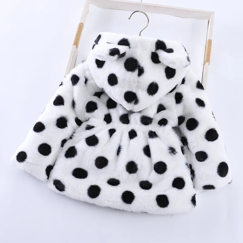 Baby Girls Sherpa Hooded Winter Coat with Pockets – Soft Plush Zip-Up Jacket
