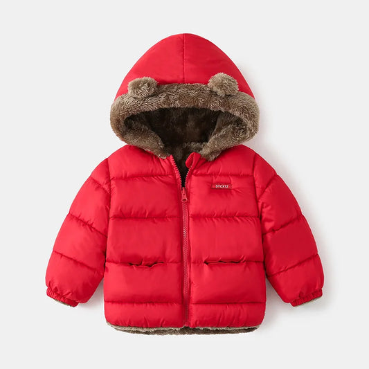 Faux-Fur Bear Hood Puffer Jacket for Kids