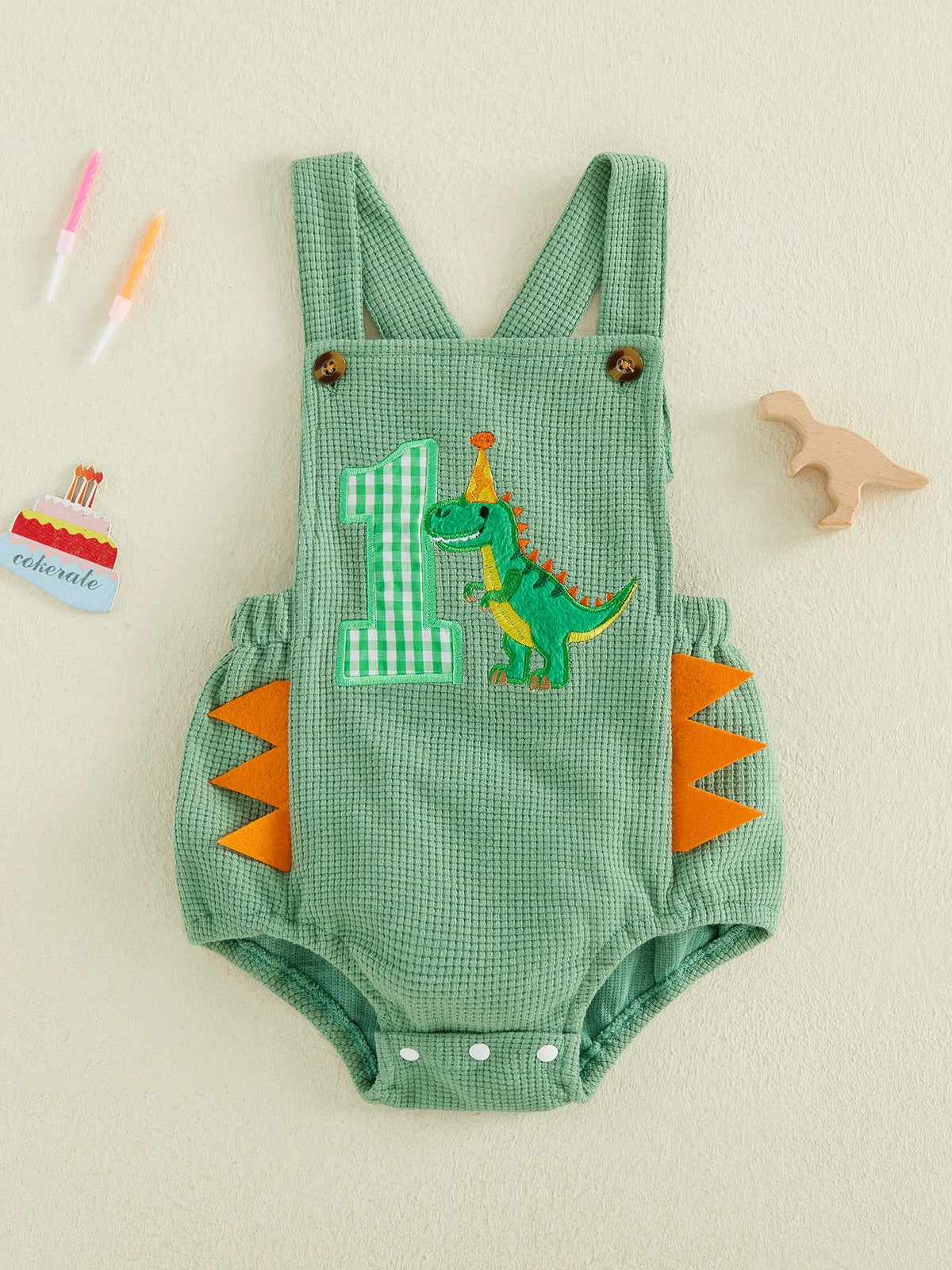 First Birthday Dinosaur Overall Romper for Baby Boys