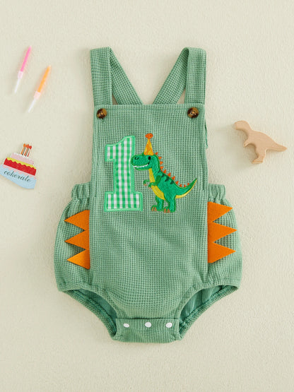 First Birthday Dinosaur Overall Romper for Baby Boys