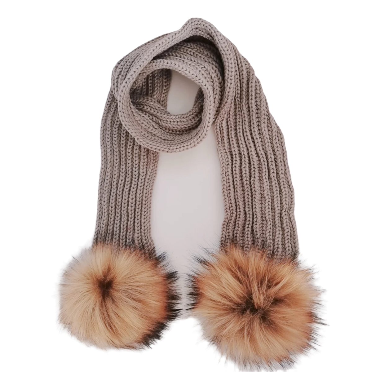 Double Pom Knit Beanie & Scarf Set with Bow