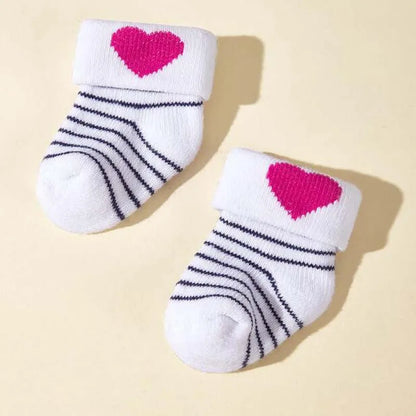 3-Pack Pink Heart & Bow Baby Girl Winter Socks