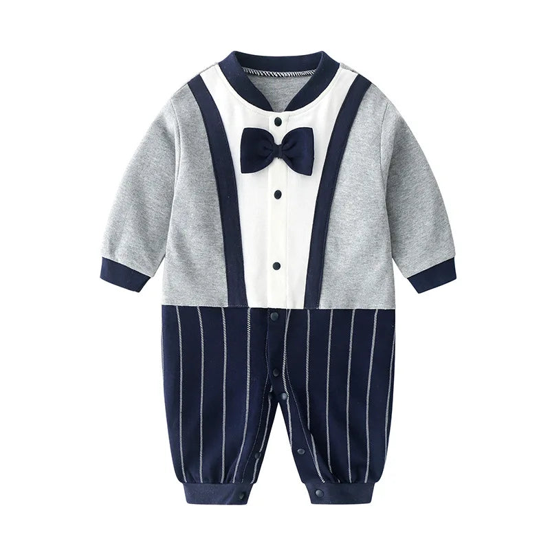 Bow-Tie Tuxedo Romper for Baby Boys