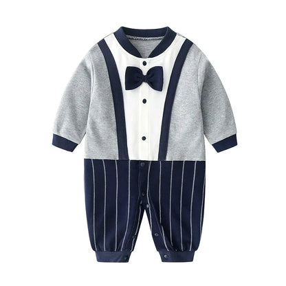 Bow-Tie Tuxedo Romper for Baby Boys
