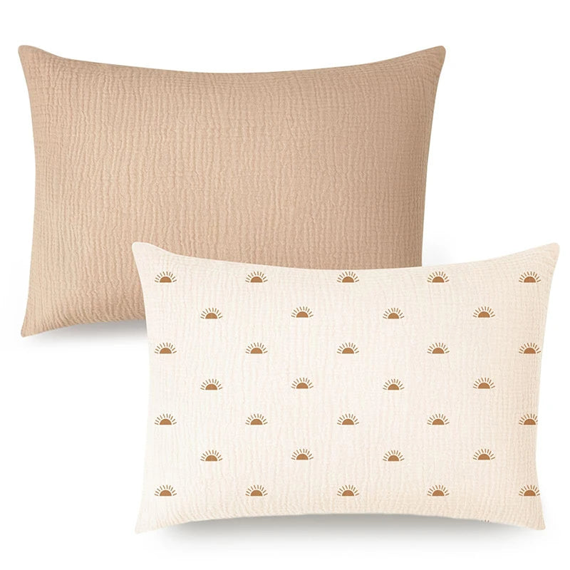 Forest Deer & Botanical Print Muslin Pillowcase for Kids