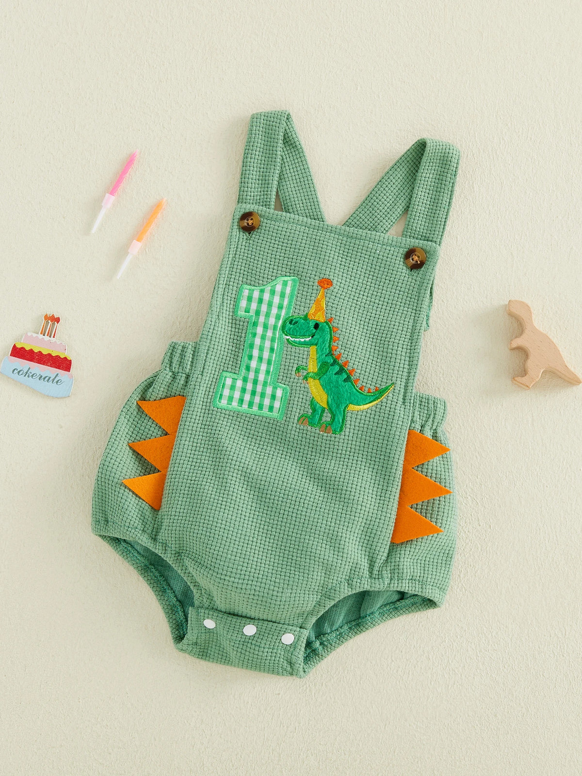 First Birthday Dinosaur Overall Romper for Baby Boys