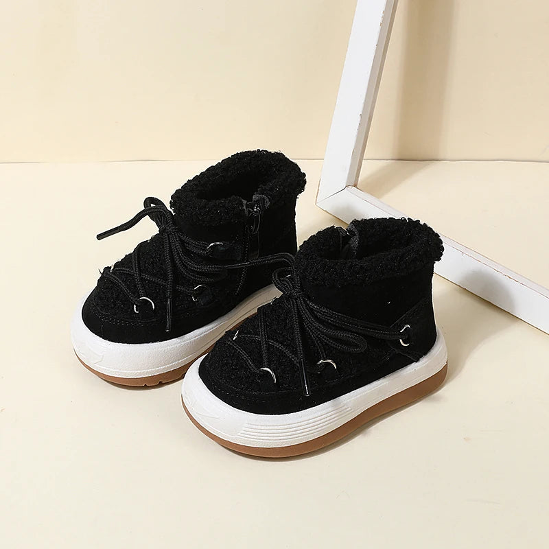 Plush-Lined Lace-Up Snow Boots for Toddlers