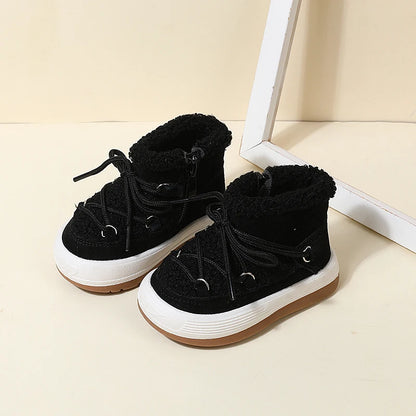 Plush-Lined Lace-Up Snow Boots for Toddlers