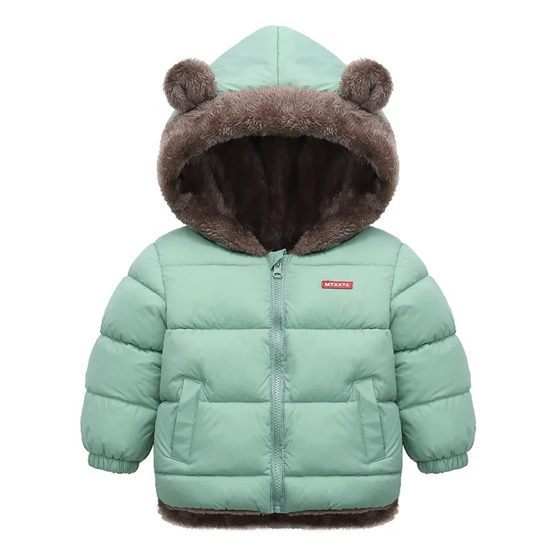 Faux-Fur Bear Hood Puffer Jacket for Kids