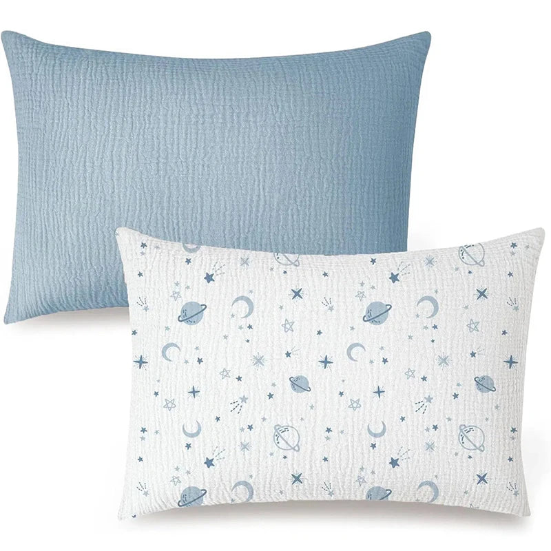 Forest Deer & Botanical Print Muslin Pillowcase for Kids
