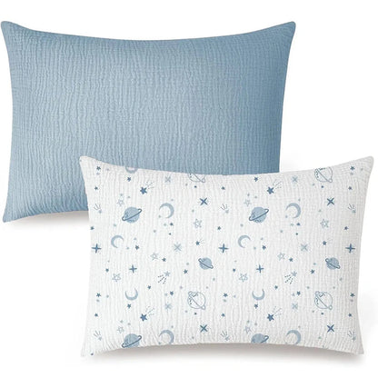 Forest Deer & Botanical Print Muslin Pillowcase for Kids