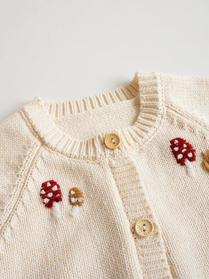 Baby & Toddler Girls Cotton Knit Cardigan (2–6 Years) – Button-Front Sweater with Duck Embroidery